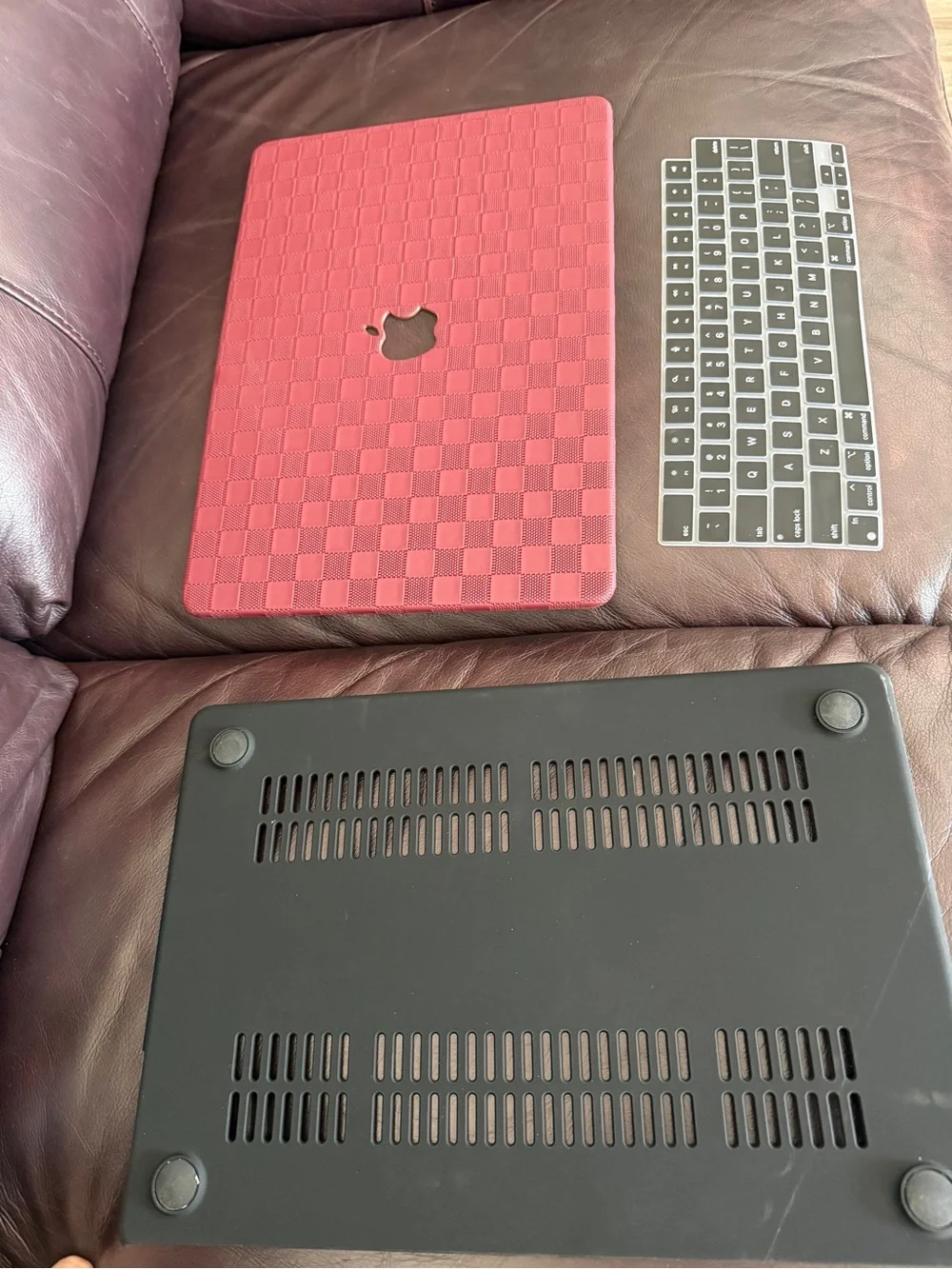Apple MacBook with Red Checkered Protective Skin